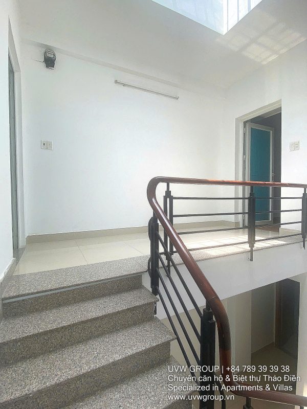 Exterior view of 4-floor, 6-bedroom house for rent on Nguyen Hoang St, An Phu, HCMC.