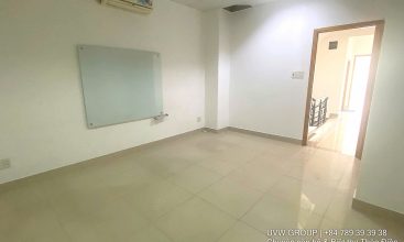 Exterior view of 4-floor, 6-bedroom house for rent on Nguyen Hoang St, An Phu, HCMC.