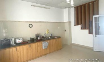 Exterior view of 4-floor, 6-bedroom house for rent on Nguyen Hoang St, An Phu, HCMC.