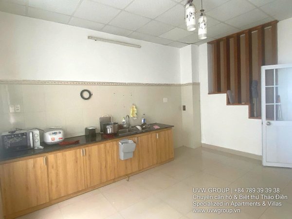 Exterior view of 4-floor, 6-bedroom house for rent on Nguyen Hoang St, An Phu, HCMC.
