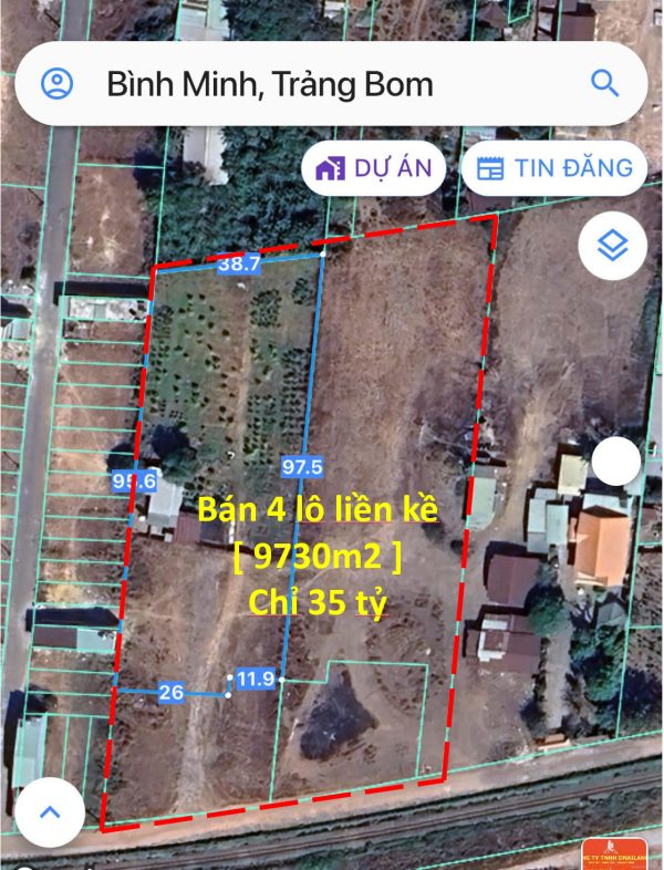 Selling 4 large adjacent plots of land in Trang Bom – Dong Nai