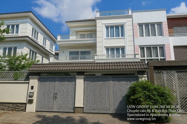 Front view of a 6-bedroom villa with private pool in Phu My, District 7