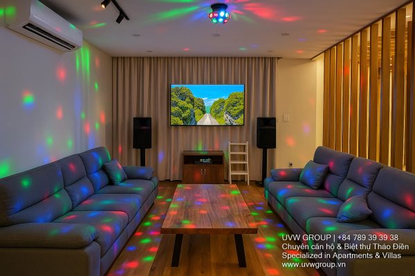 Beautiful 5-bedroom villa in Thao Dien with outdoor swimming pool, karaoke lounge, king-size beds, and 5 bathrooms – fully furnished for short-term resort-style stays