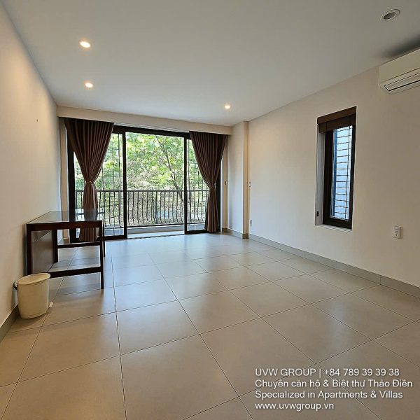 Exterior corner view of the 4-bedroom villa (basement, G+2 floors) available for rent in An Phu, D2.