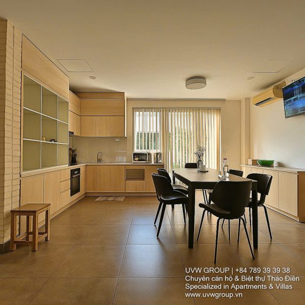 Exterior corner view of the 4-bedroom villa (basement, G+2 floors) available for rent in An Phu, D2.