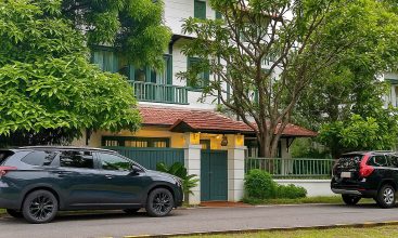 Luxury compound villa exterior with large frontage on Nguyen Van Huong, Thao Dien 2.