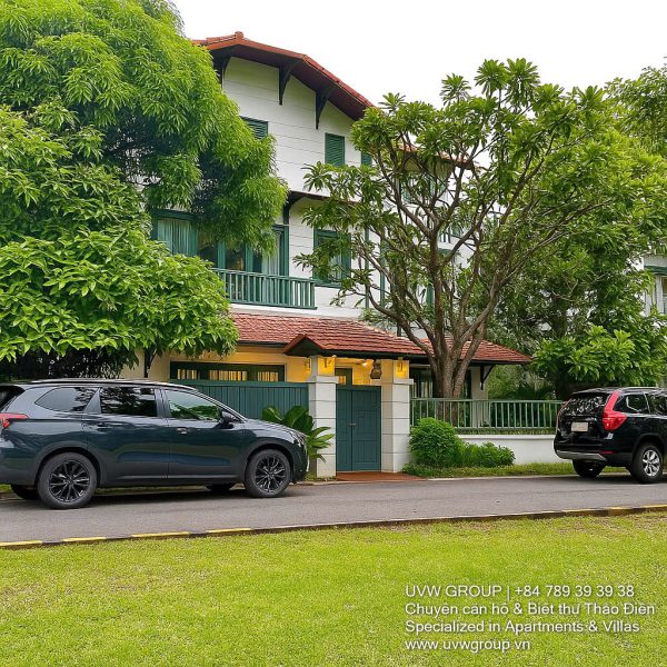 Luxury compound villa exterior with large frontage on Nguyen Van Huong, Thao Dien 2.
