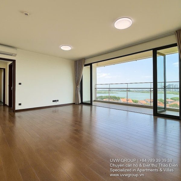 Luxury 3-bedroom apartment for sale at Thao Dien Green with river view, high floor, pink book in hand