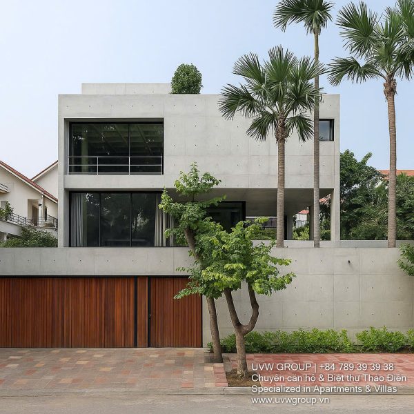 Front view of luxury villa for sale in Thao Dien, District 2 with private pool and garden