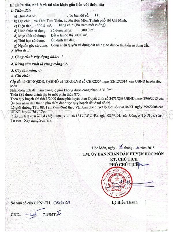 Urgent sale of large frontage land lot in Thoi Tam Thon – Hoc Mon